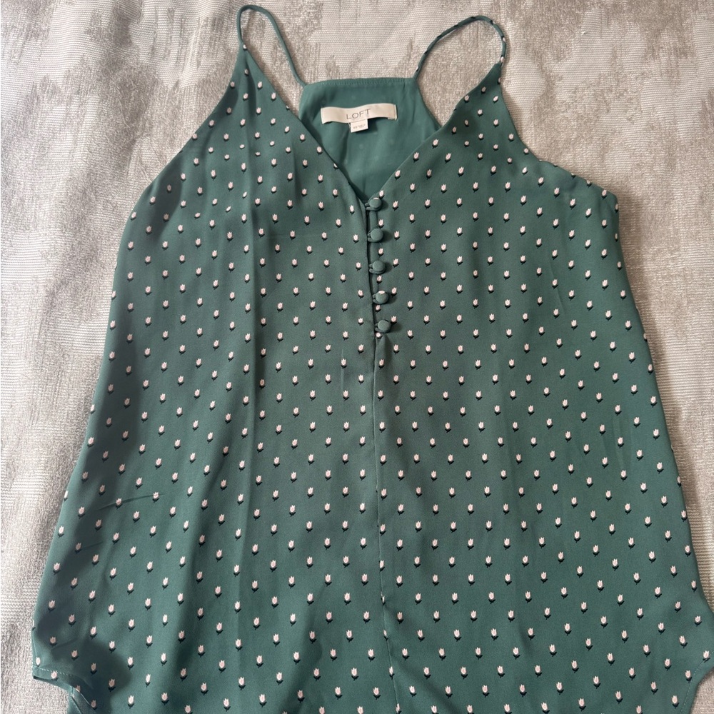 LOFT Green Buttoned Camisole Top